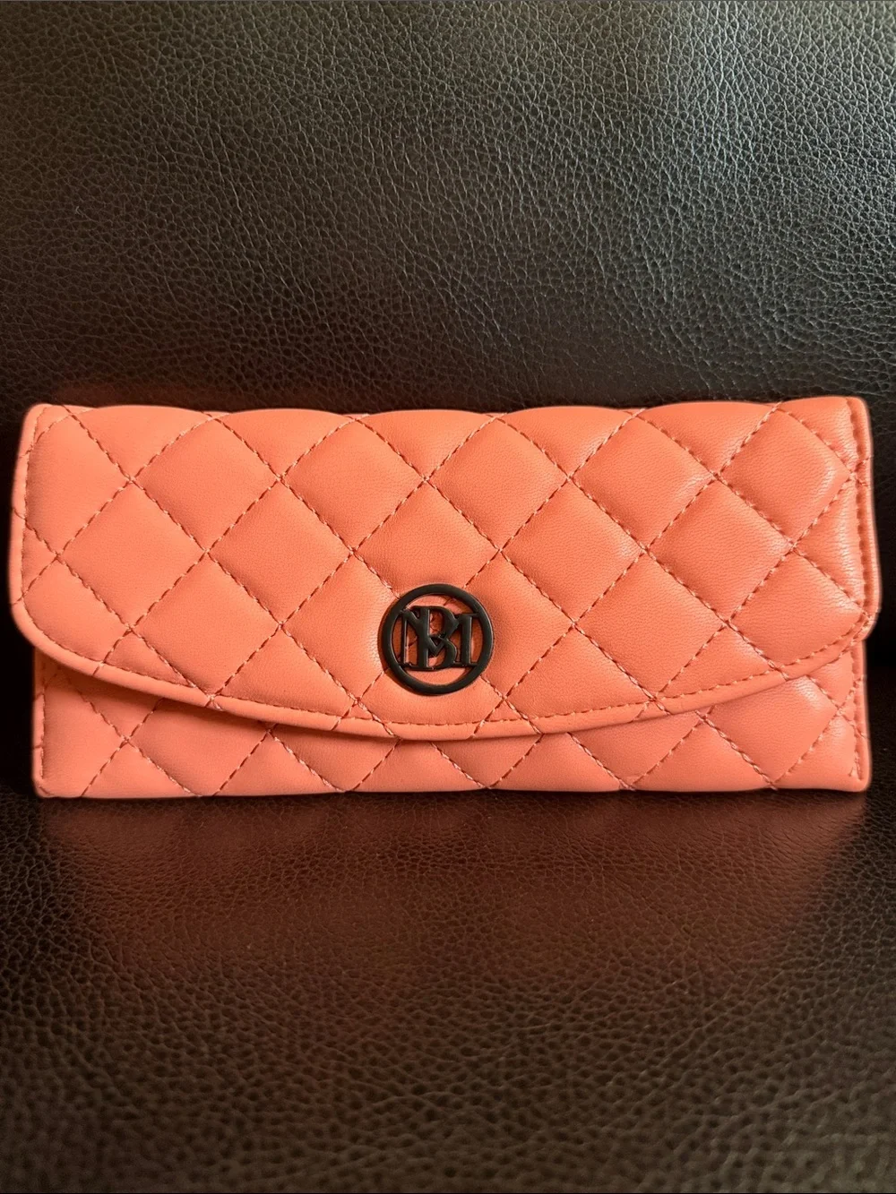 Badgley Mischka Coral Vegan Leather Quilted Slim Wallet
